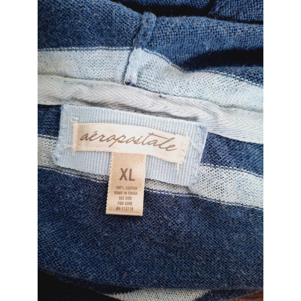 Aeropostale Blue & White Striped Hoodie Sweater szXL Y2K - Picture 3 of 4